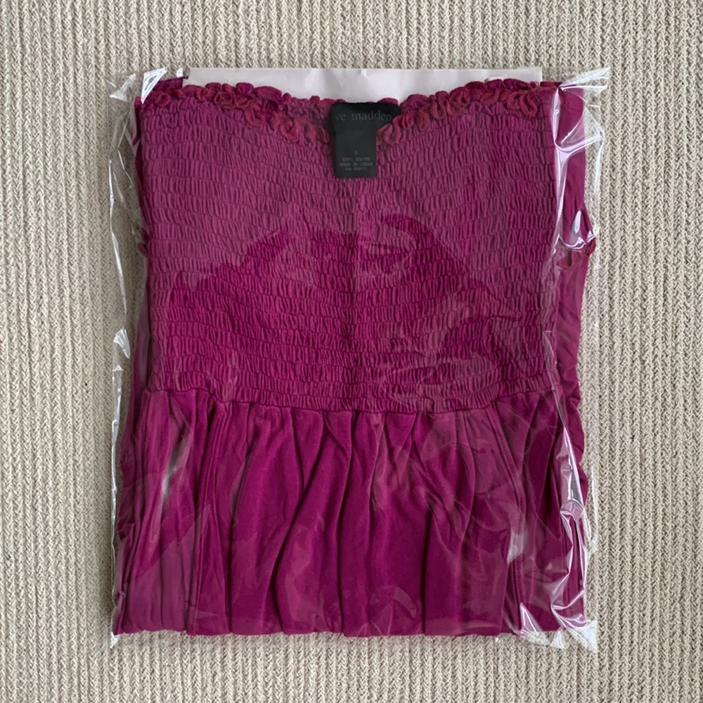 STEVE MADDEN Hot Pink Smocked Dress with Pockets - Picture 7 of 7